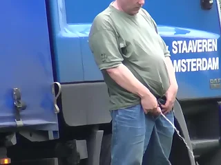 geezer thither trucker urinating